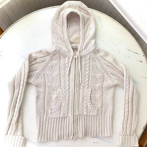 American Rag Cream Cable Knit Zip Hoodie Sweater - Sz Small/XS